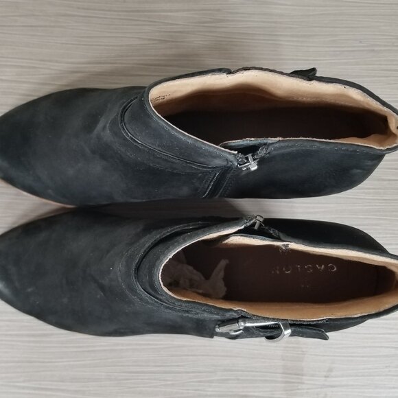 Caslon Addison Stacked Heel Wedge Bootie, Black Leather, Womens Size 11 & 12 - Picture 10 of 11